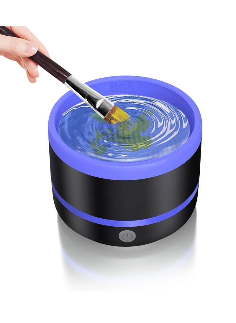 Excefore EXCEFORE Electric Paint Brush Cleaner Rinse Cup, with Silica gel mat bowl Portable Rinse Cup, 3 mode Improvement Buttons Automatic Dryer Machine, for Watercolor, Oil, Gouache Painting (Blue)  - Image 1