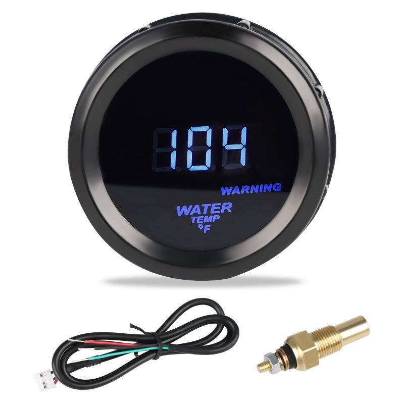مقياس درجة حرارة الماء WATERWICH مجموعة مقياس الحرارة 104302 DC12V 2 بوصة 52 مم مع مستشعر للسيارة البحرية الشاحنة المركبة الآلية