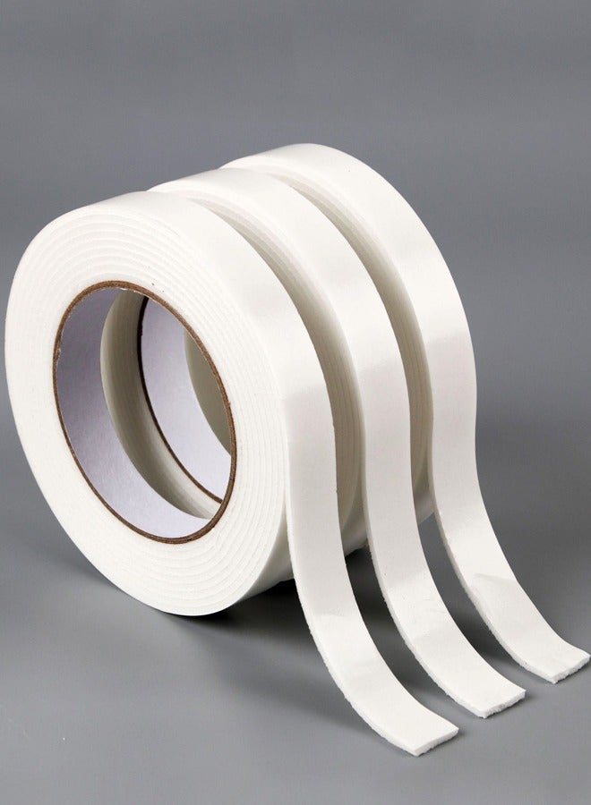 BF HOME 3 Packs Double Sided Tape 1.8cm*3meter, Mounting Tape Heavy Duty, Removeable PE Foam Tape Strips, Strong Adhesive Tape Waterproof Free Damage for Paint Wall Picture Hanging Poster - Image 1