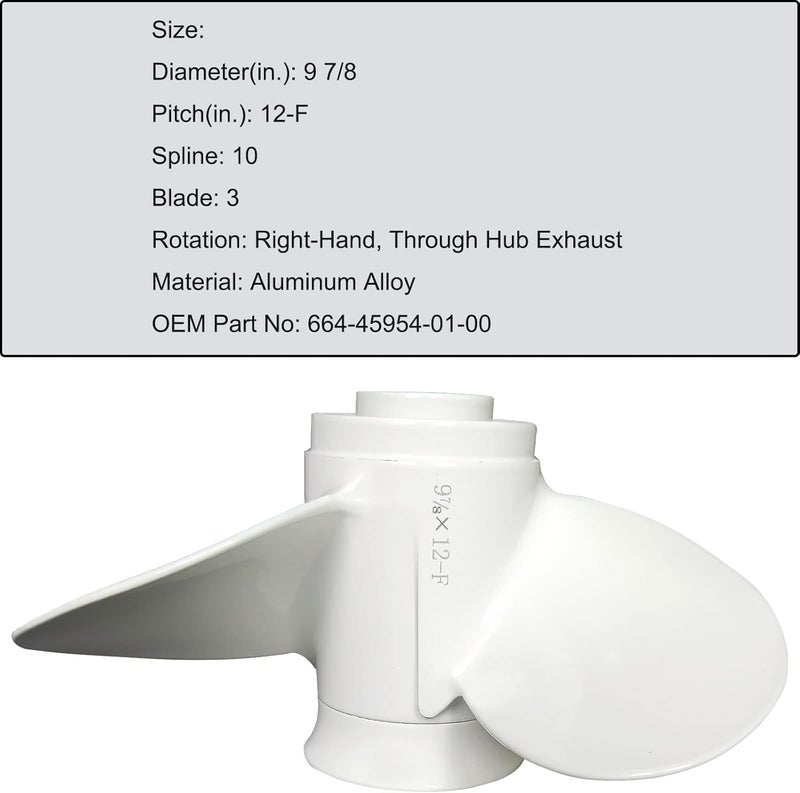 DLNIG 9 7/8x12-F Aluminum Propeller for Yamaha Outboard Engines 20hp-30hp - Image 4