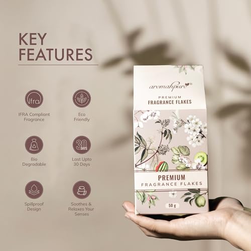 Aromahpure Premium Car Perfume Fragrance Flakes - Bliss - Floral Lilly, Luxury Car Air Freshener made Organically with Essential Oil, Grains, and Flakes - 50Gm, Last Upto 30 days, IFRA certified - Image 2