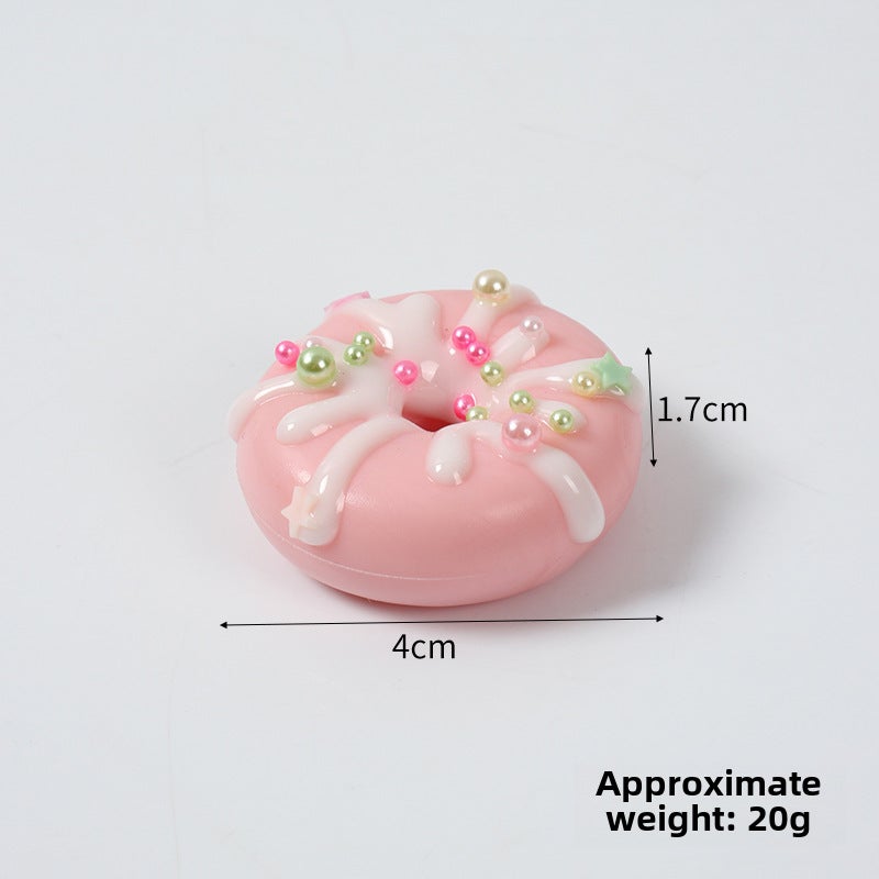 4cm Simulation Donut Cake Model Keychain Pink Snowflake Doodle Donut