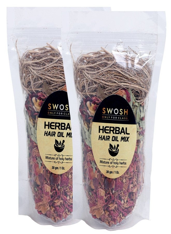 Swosh Jadibutti Mixture For Hair Oil Infusion 30 Gram (Pack Of 2) Complete Hair Care Make Your Own Hair Oil Diy Jadibuti Mix For Strong & Lustrous Hair 100% Natural & Plant Derived (60 Gram) - Image 1