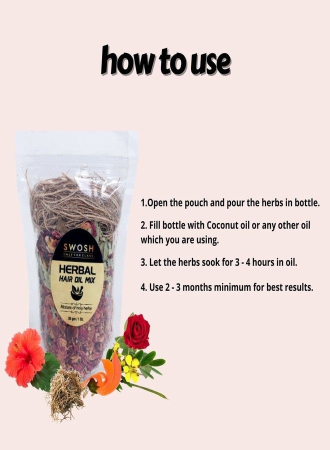 Swosh Jadibutti Mixture For Hair Oil Infusion 30 Gram (Pack Of 2) Complete Hair Care Make Your Own Hair Oil Diy Jadibuti Mix For Strong & Lustrous Hair 100% Natural & Plant Derived (60 Gram) - Image 3