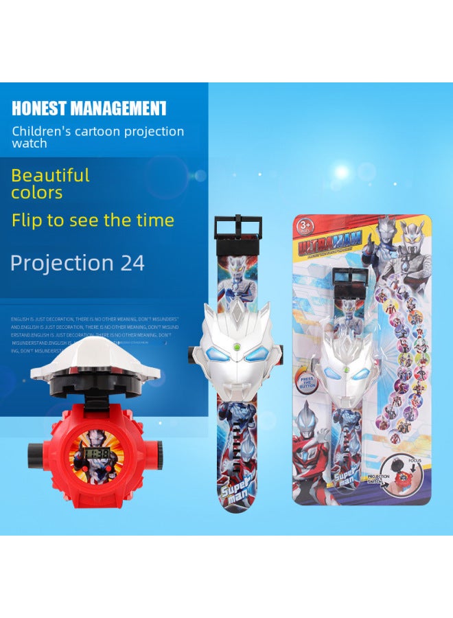 24 Projection Projection Watch Children's Toy Electronic Watch Cartoon Luminous Projection Boys And Girls Kindergarten Gift-Color:ZL8527 Masked Man - Image 3