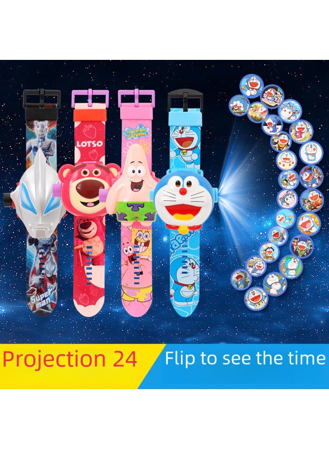 24 Projection Projection Watch Children's Toy Electronic Watch Cartoon Luminous Projection Boys And Girls Kindergarten Gift-Color:ZL8527 Masked Man - Image 2
