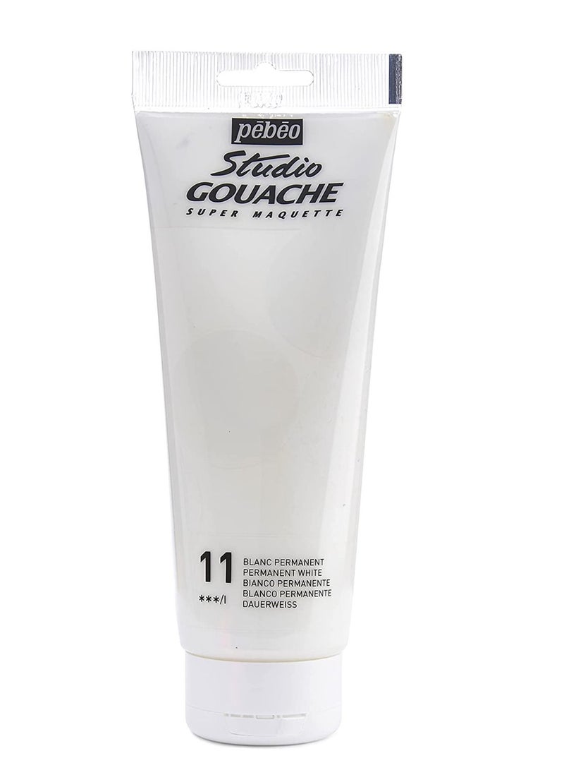Pebeo Studio Gouache Fluid Paint - 220ML Permanent White - Image 2