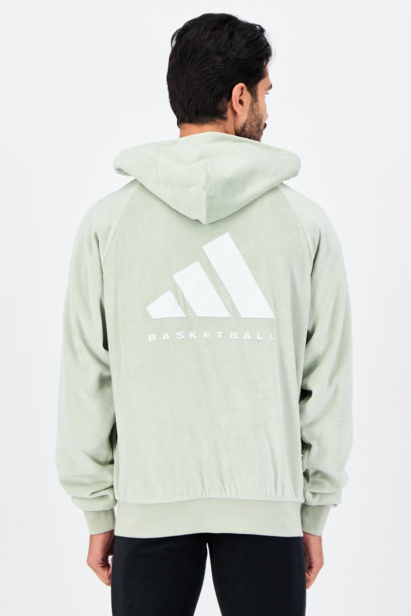 Adidas Men Sportswear Fit Long Sleeve Basketball Hoodie, Mint Green - Image 3