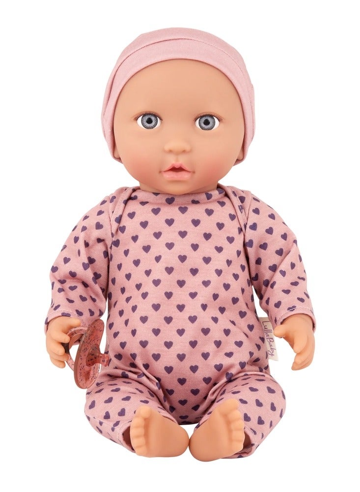 دمية طفل مع بيجاما بها قلوب بنفسجية 14بوصة - LBY7311Z