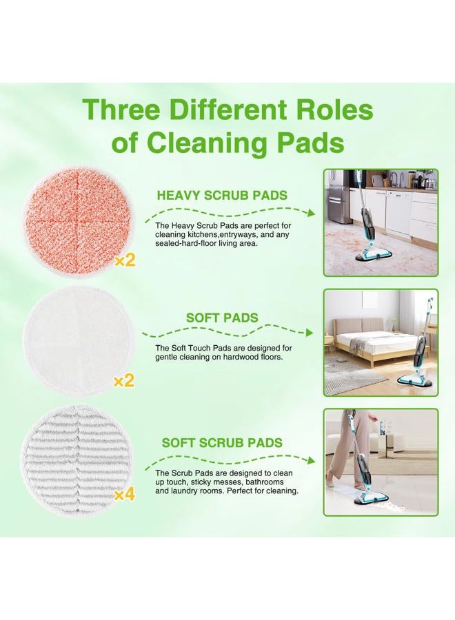 Zeekech 8 Pack Mop Pads Replacement Compatible with Bissell Spinwave 2124, 2039A, 2307, 23157, 23159, 20393, 20399 Hard Floor Spin Mop, 2 Soft Pads, 4 Scrubby Pads, 2 Heavy Scrub Pads - Image 4