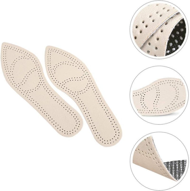 cheekyglo 2 Pairs Anti- Sweat Foot Insole Comfortable Leather Insole Barefoot Shoe Inserts for Pointed Shoes Shoe Inserts Insoles ( As Shown ) - Image 4
