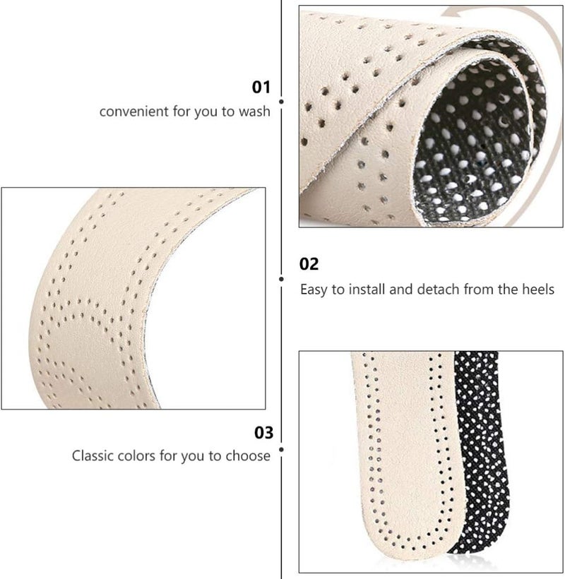 cheekyglo 2 Pairs Anti- Sweat Foot Insole Comfortable Leather Insole Barefoot Shoe Inserts for Pointed Shoes Shoe Inserts Insoles ( As Shown ) - Image 3