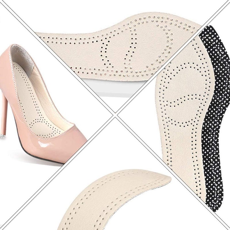 cheekyglo 2 Pairs Anti- Sweat Foot Insole Comfortable Leather Insole Barefoot Shoe Inserts for Pointed Shoes Shoe Inserts Insoles ( As Shown ) - Image 2