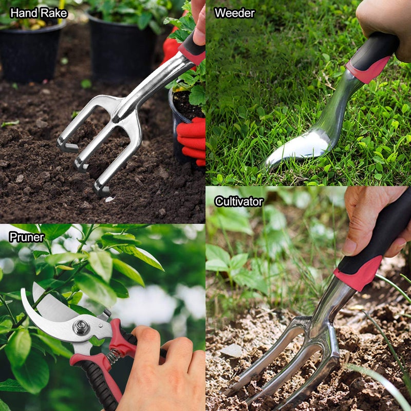 Tudoccy Garden Tools Set 83 Piece, Succulent Tools Set Included, Heavy Duty Aluminum Gardening Tools for Gardening, Non-Slip Ergonomic Handle, Durable Storage Tote Bag, Gifts for Men Women - Image 5