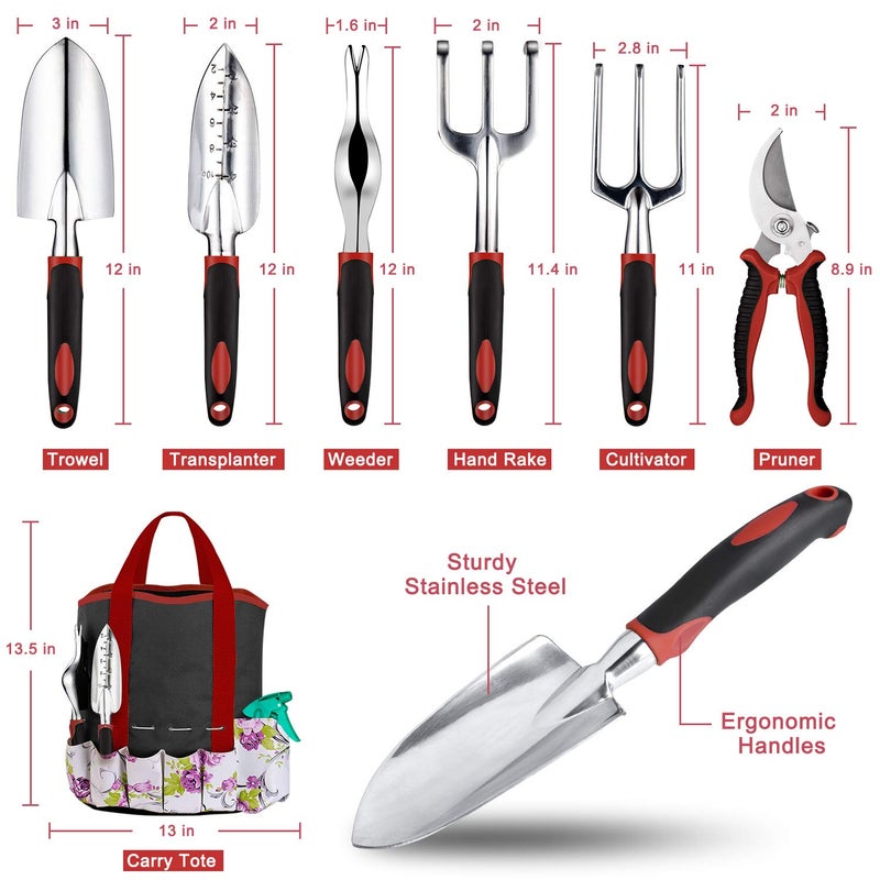 Tudoccy Garden Tools Set 83 Piece, Succulent Tools Set Included, Heavy Duty Aluminum Gardening Tools for Gardening, Non-Slip Ergonomic Handle, Durable Storage Tote Bag, Gifts for Men Women - Image 2