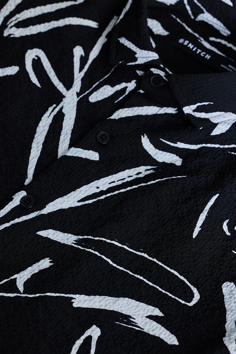 SNITCH Black Textured Abstract Shirt