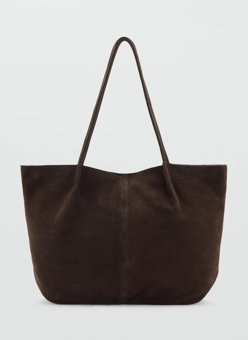 مانجو Suede Leather Shopper Bag
