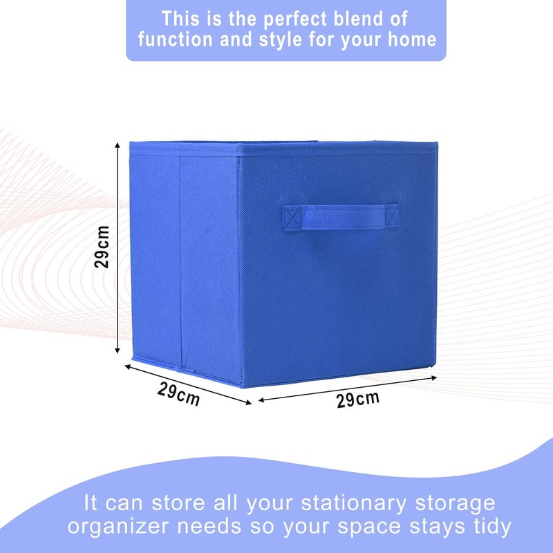 Kuber Industries Kuber Industries Pack of 2 Foldable Storage Box Multipurpose Storage Organizer For Clothes Plain Wardrobe Organizer for Book Stationary Toys 11 Inch Grey Royal Blue  - Image 3