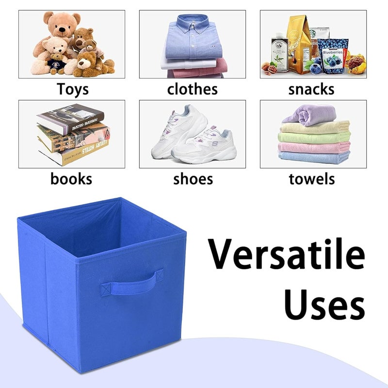 Kuber Industries Kuber Industries Pack of 2 Foldable Storage Box Multipurpose Storage Organizer For Clothes Plain Wardrobe Organizer for Book Stationary Toys 11 Inch Grey Royal Blue  - Image 5