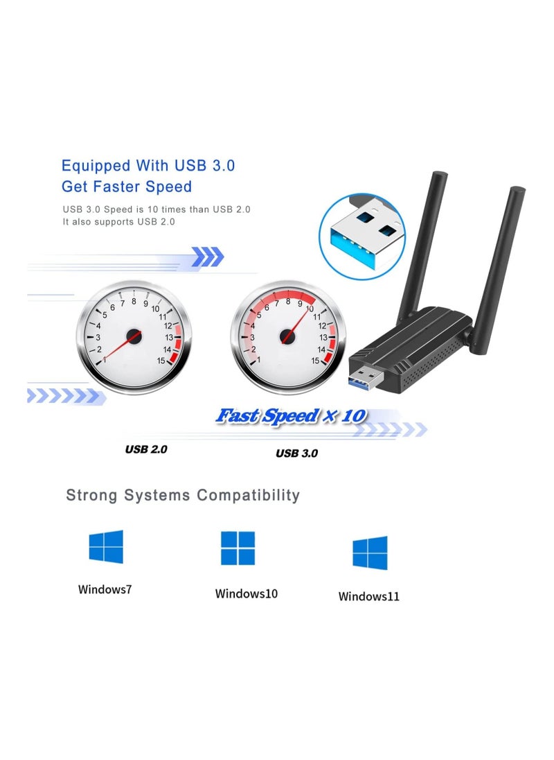 Anmi - Wireless USB WiFi 6 Adapter for PC - USB Adapter AX1800 PC WiFi Adapter for Desktop Laptop Dual Band Wireless Adapter WiFi Dongle for Windows 7/10/11 Wireless Network Adapter for PC Computer - Image 1