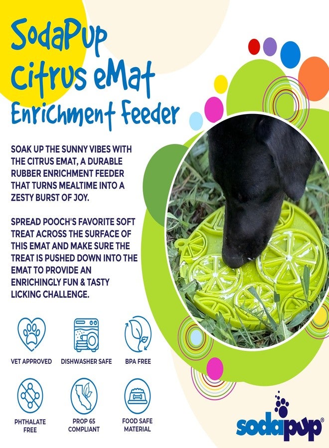 SodaPup Citrus eMat – Durable Enrichment Feeder Made in USA from Non-Toxic, Pet-Safe, Food Safe Rubber for Mental Stimulation, Avoiding Overfeeding, Fresh Breath, Digestive Health, Calming, & More - Image 3