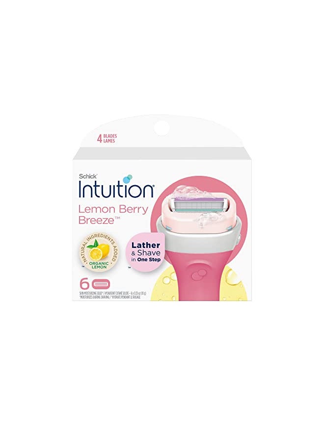 Intuition Schick Intuition Refill, Lemon Berry Breeze Razors for Women | Intuition Razor Blades Refill with Organic Lemon, 6 Count Razor Refills - Image 1