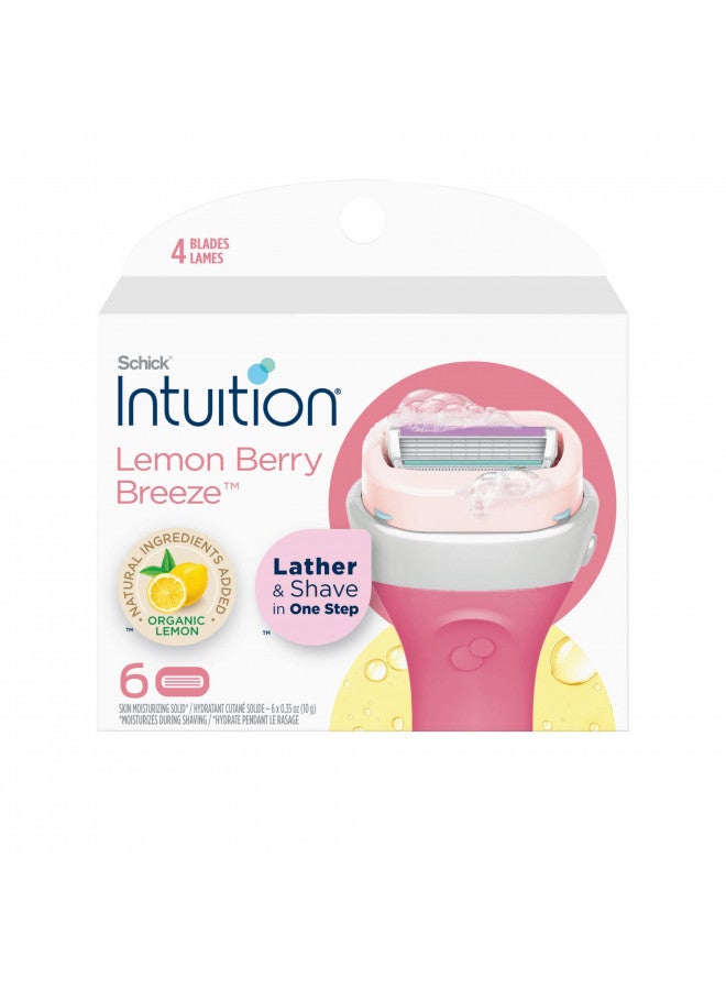 Intuition Schick Intuition Refill, Lemon Berry Breeze Razors for Women | Intuition Razor Blades Refill with Organic Lemon, 6 Count Razor Refills - Image 2