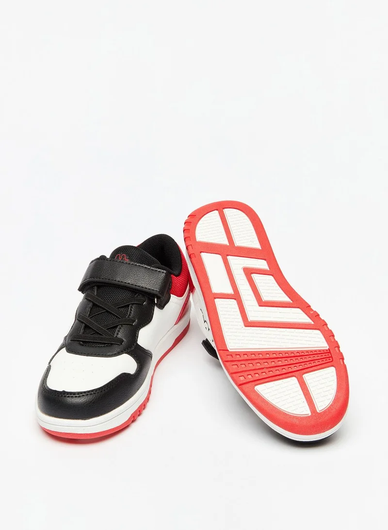 Kappa Boys' Colourblock Low-Ankle Sneakers with Hook and Loop Closure