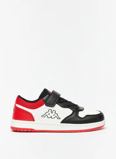Kappa Boys' Colourblock Low-Ankle Sneakers with Hook and Loop Closure