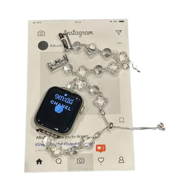 سوار ساعة ذكية سوار معدني من الستانلس ستيل متوافق مع Apple Watch بملاءمة قابلة للتعديل وحزام بديل بتصميم معدني أنيق باللون Gold قابل للتعديل - Image 2