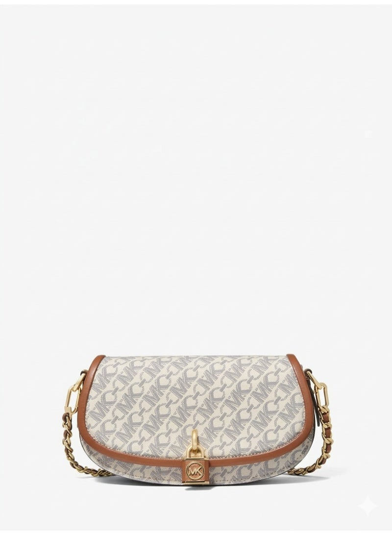 Michael Kors MICHAEL Michael Kors Mila Small Empire Signature Logo Shoulder Bag – Luxe Canvas & Braided Chain Strap - Image 1