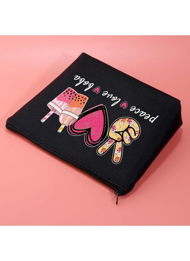 JXGZSO Peace Love Boba Cosmetic Bag Makeup Bag With Zipper Coffee Boba Tea Gift Bubble Tea Makeup Bag (Peace Love Boba Black)  - Image 4