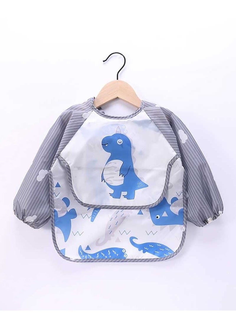 Bebiland Dinosaur Pattren Baby Bib, Waterproof Stain Resistant Drool Cloths Great for 12-36 Months Toddler Infant (Gray)  - Image 3