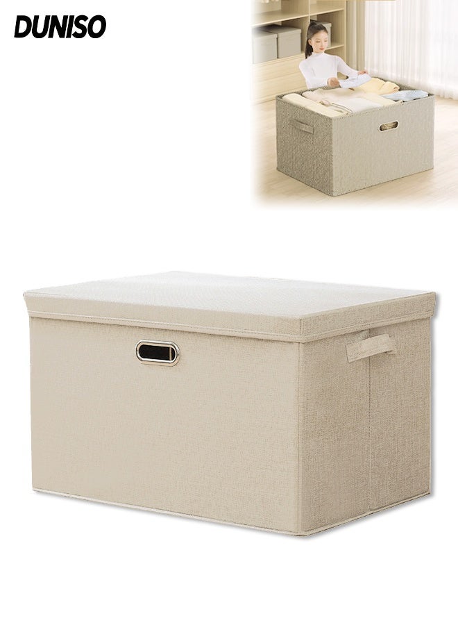 DUNISO Foldable Closet Storage Organizer with lid,Wardrobe Clothes Organizer,Stackable Storage Bin,Moisture and Dirt Prevention,for Clothing, Sheets, Toys, Books, for Home Bedroom Office,44*29*30cm - Image 1