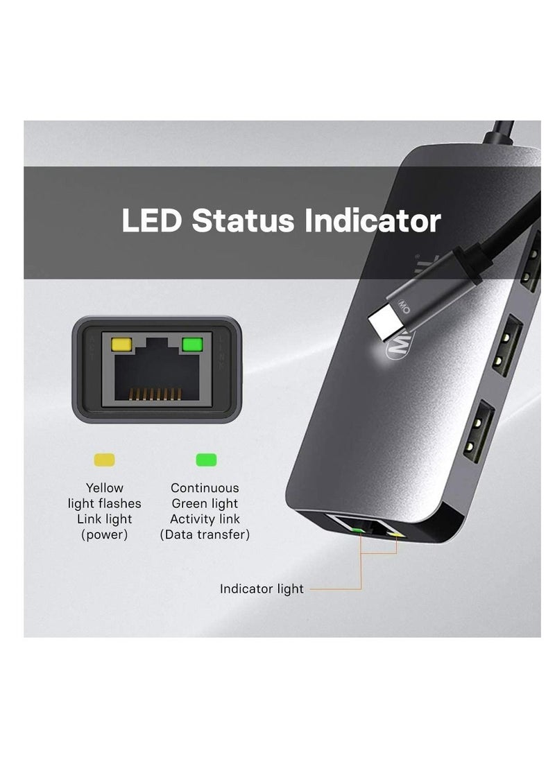 Mowsil USB C Hub 6-in-1 Type C to HDMI, RJ45 GIGA, PD(TYPE-C), 3XUSB 3.0. Compatible for MacBook Pro/Air XPS and More USB C Devices - Image 4
