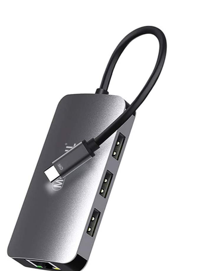 Mowsil USB C Hub 6-in-1 Type C to HDMI, RJ45 GIGA, PD(TYPE-C), 3XUSB 3.0. Compatible for MacBook Pro/Air XPS and More USB C Devices - Image 1