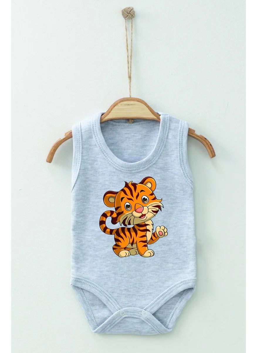 ادا بيبيك تشوكوك Ada Baby Kid Adabebek Cotton Organic Tiger Patterned Strappy Bodysuit Baby Bodysuit