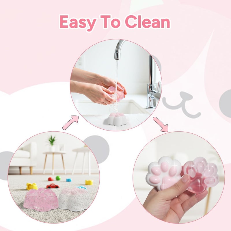 2-Pack Taba لعبة الضغط على مخلب القط Squishy للبالغين، لعبة تخفيف التوتر والقلق، لعبة ناعمة لطيفة كيوائي Squishy للمكتب والمدرسة (وردي) - Image 4