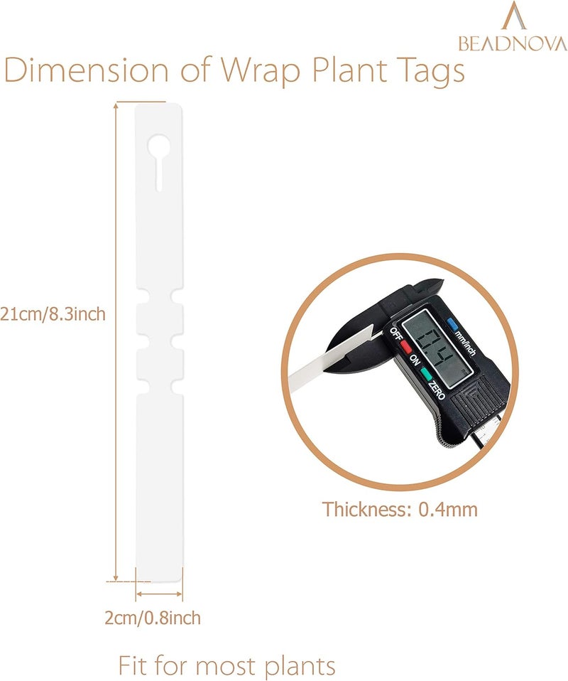 BEADNOVA BEADNOVA Tree Tags Plastic Plant Labels Wrap Around Hanging Tags Tree Markers Signs Nursery Labels for Plants Garden 120Pcs White  - Image 2