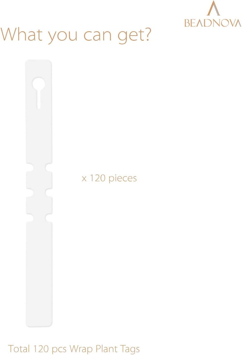 BEADNOVA BEADNOVA Tree Tags Plastic Plant Labels Wrap Around Hanging Tags Tree Markers Signs Nursery Labels for Plants Garden 120Pcs White  - Image 3