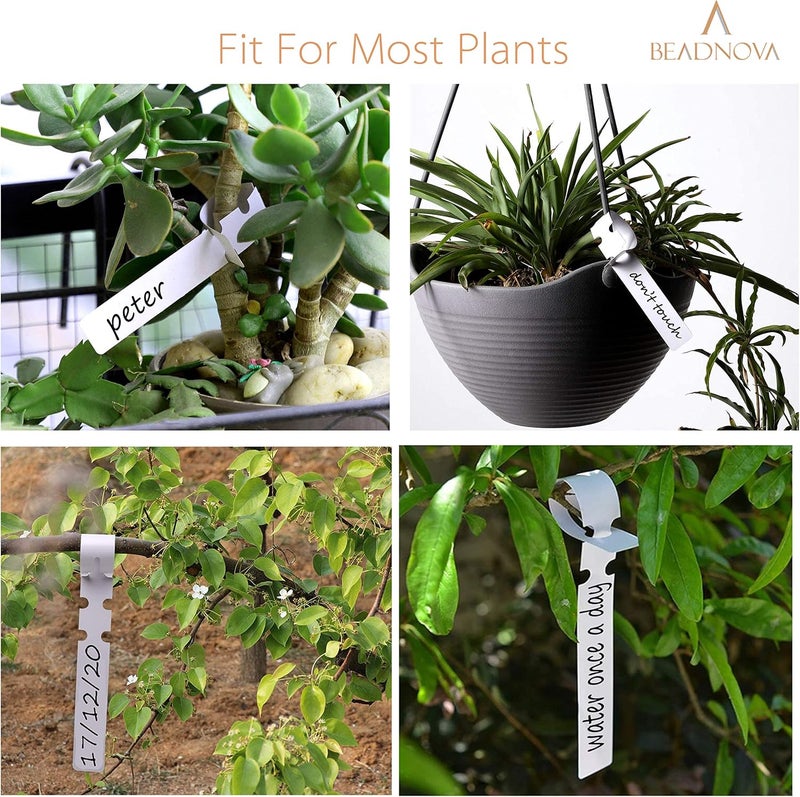 BEADNOVA BEADNOVA Tree Tags Plastic Plant Labels Wrap Around Hanging Tags Tree Markers Signs Nursery Labels for Plants Garden 120Pcs White  - Image 5