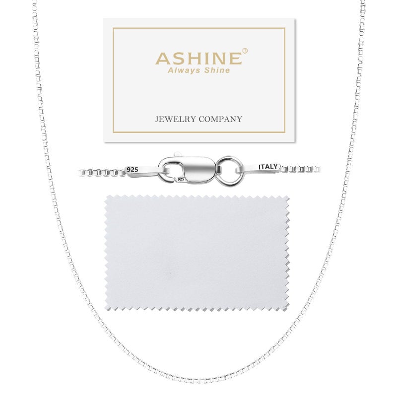 ASHINE 925 Sterling Silver Box Chain Necklace for Women 20 inch Silver Necklace for Women Trendy Jewelry for Women 2026 Charm Dainty Chain for Pendant (1mm Box Chain Lobster Clasp 20 Inches) - Image 1