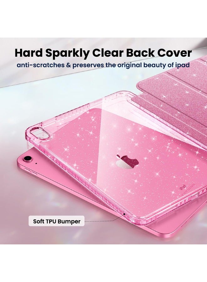 اس بي اف يا. حافظة رفيعة لجهاز iPad (A16) الجيل الحادي عشر مقاس 11 بوصة (2025) / iPad الجيل العاشر مقاس 10.9 بوصة (2022)، غطاء مقاوم للصدمات لامع براق مع غطاء خلفي شفاف لامع، حامل ثلاثي الطيات، حامل أقلام، خاصية الاستيقاظ التلقائي، وردي - Image 3