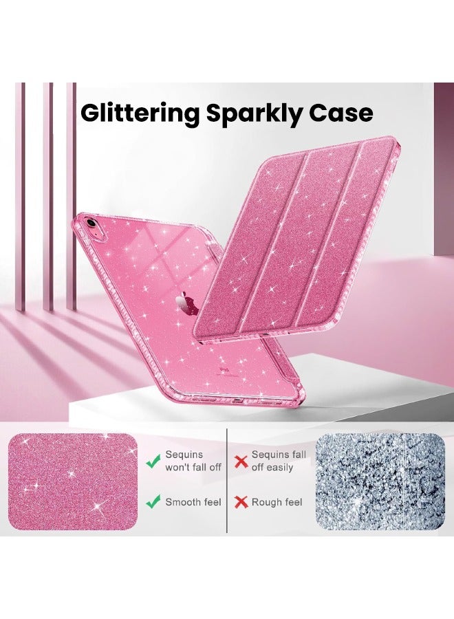 اس بي اف يا. حافظة رفيعة لجهاز iPad (A16) الجيل الحادي عشر مقاس 11 بوصة (2025) / iPad الجيل العاشر مقاس 10.9 بوصة (2022)، غطاء مقاوم للصدمات لامع براق مع غطاء خلفي شفاف لامع، حامل ثلاثي الطيات، حامل أقلام، خاصية الاستيقاظ التلقائي، وردي - Image 4