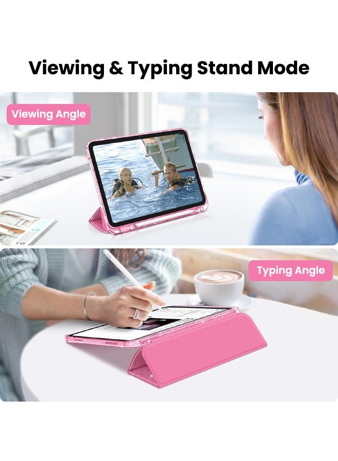 اس بي اف يا. حافظة رفيعة لجهاز iPad (A16) الجيل الحادي عشر مقاس 11 بوصة (2025) / iPad الجيل العاشر مقاس 10.9 بوصة (2022)، غطاء مقاوم للصدمات لامع براق مع غطاء خلفي شفاف لامع، حامل ثلاثي الطيات، حامل أقلام، خاصية الاستيقاظ التلقائي، وردي - Image 5