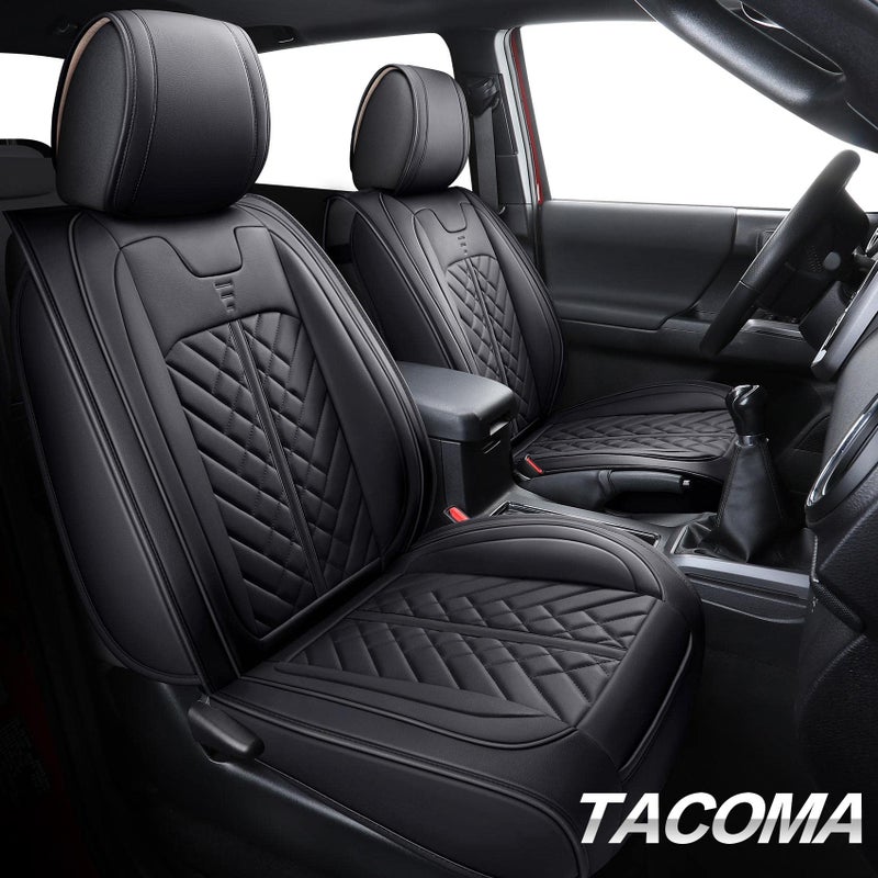 Tomatoman Tacoma Front Seat Covers Compatible with Toyota Tacoma 2005-2022 2023 2024 2025 2026 Trucks Access Crew Extended Double Cab TRD Sports SR V6 Heavy Duty Car Cushions(2 PCS Front/Black) - Image 2