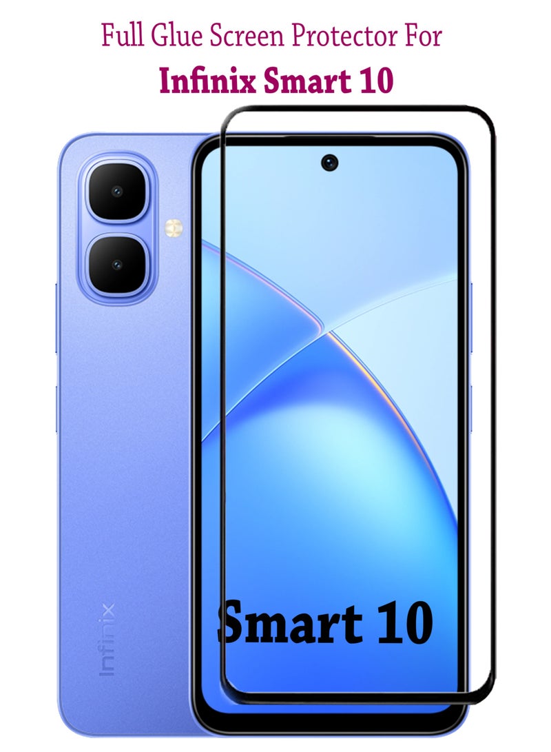Infinix Smart 10 Screen Protector | Tempered Glass Compatible with Infinix Smart 10 | Screen Protector Full HD Quality Tempered Glass Anti-Scratch Edge to Edge Coverage with Easy Installation Kit - Black - Image 1
