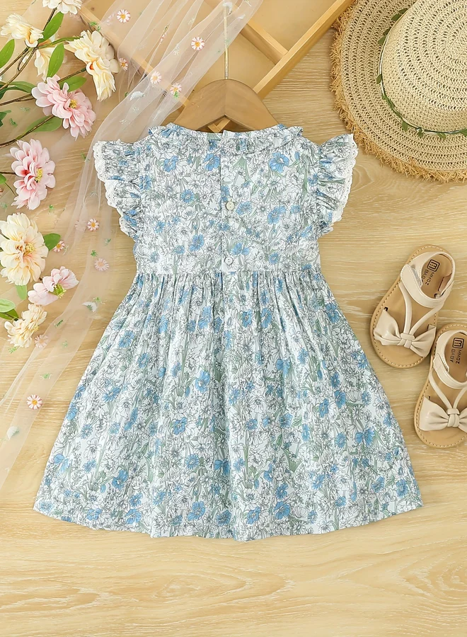 تايك تو Take Two Floral Smock Dress with Lace Detail