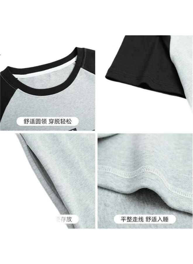 Liberal Casual Loose-Fit Cotton Nightgown For Women, Summer Home Wear Pajamas, Simple And Minimalist Style, Suitable For Young Girls, Can Be Worn Out, Pullover With Color Blocking - Image 3