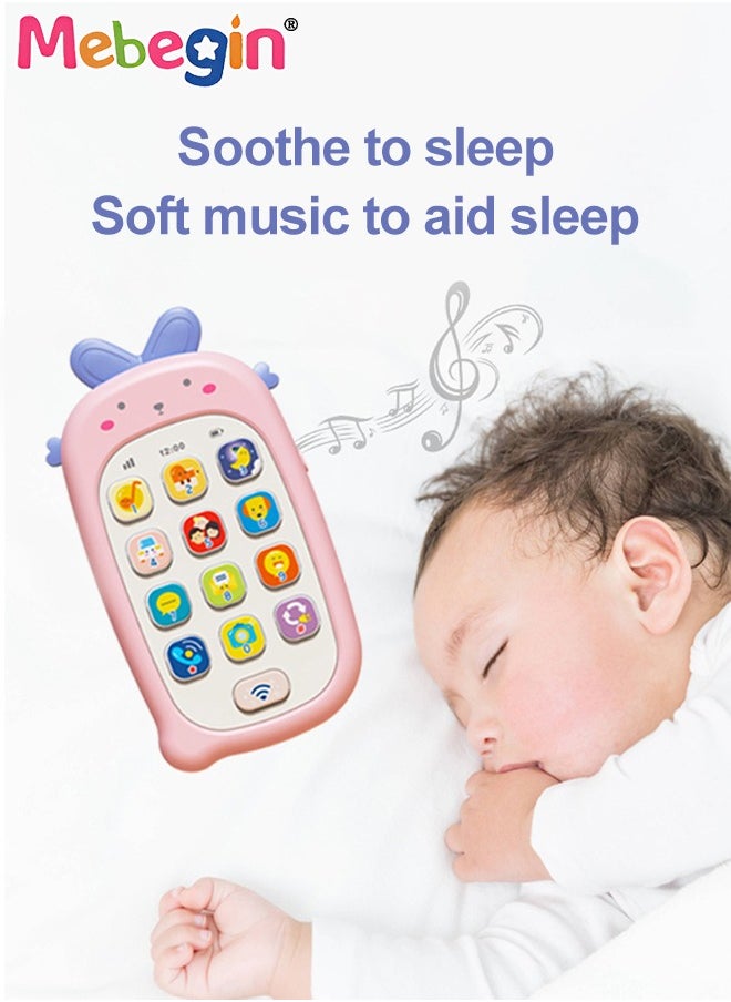 MEBEGIN Smart Early Education Mobile Phone with Lanyard, Teething Phone Toy for Babies, Adorable Phone Toy with Recording Repeat Function, Portable Preschool Learning Phone, Chinese-English Bilingual Early Education, 3 AAA Batteries(not included), 7*13.5cm  - Image 4